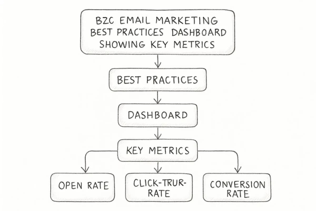 Tableau de bord des meilleures pratiques du marketing par email B2C montrant les métriques clés