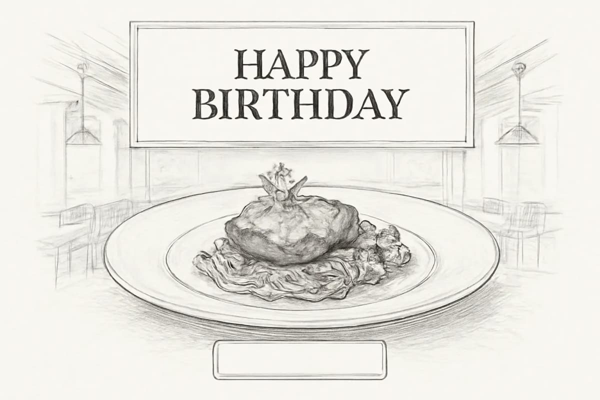 Campagne email de restaurant montrant une offre d'anniversaire personnalisée avec une photo de plat de haute qualité et un bouton d'appel à l'action de réservation clair