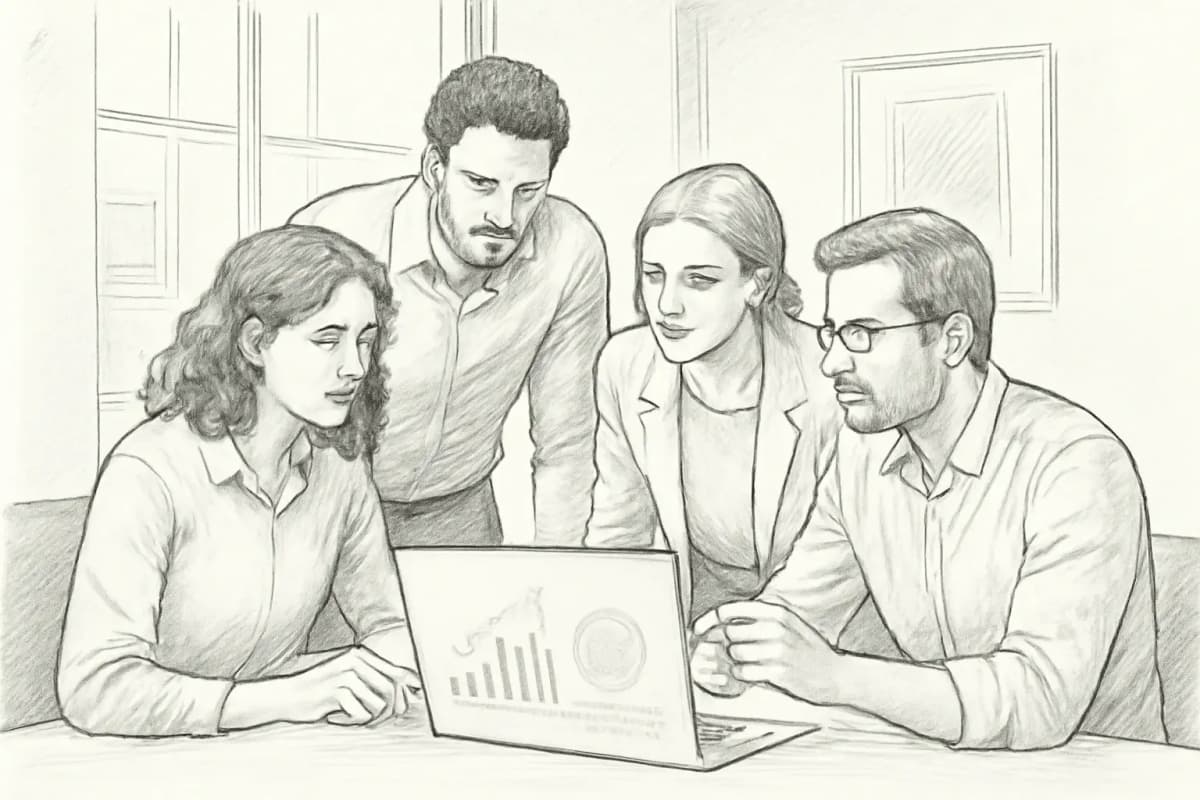 Équipe d'agence de marketing par email Sydney examinant l'analyse de campagne sur un écran d'ordinateur portable