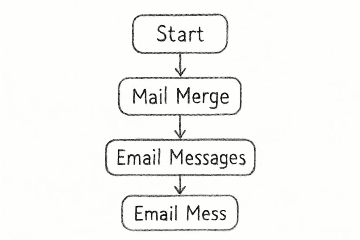 Une capture d'écran montrant l'onglet Mailings de Microsoft Word avec l'option Démarrer la fusion et publipostage et Messages élec