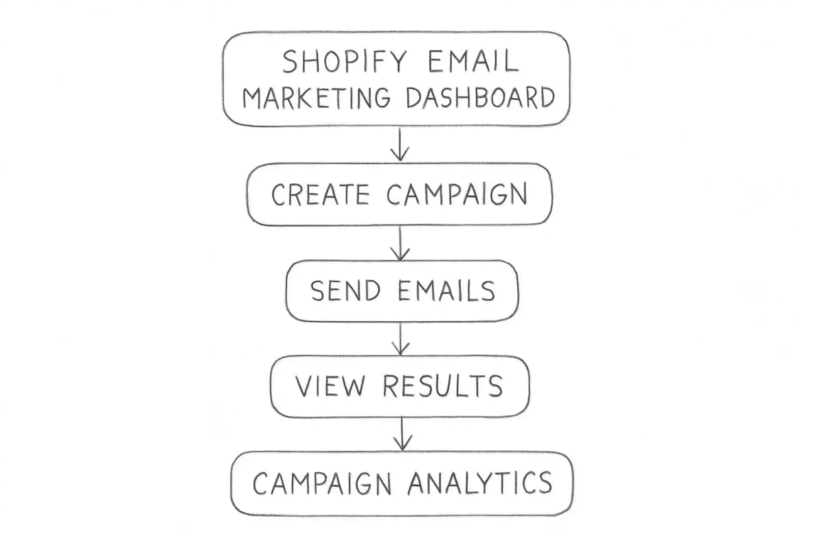 Tableau de bord Shopify Email Marketing affichant les analyses de campagne
