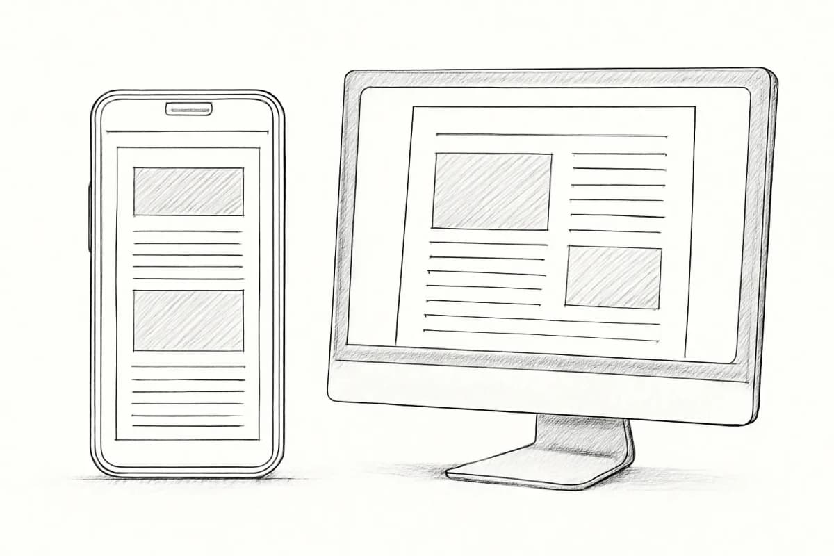 Un aperçu Mailchimp côte à côte sur mobile et bureau montrant comment une mise en page à colonne unique s'affiche