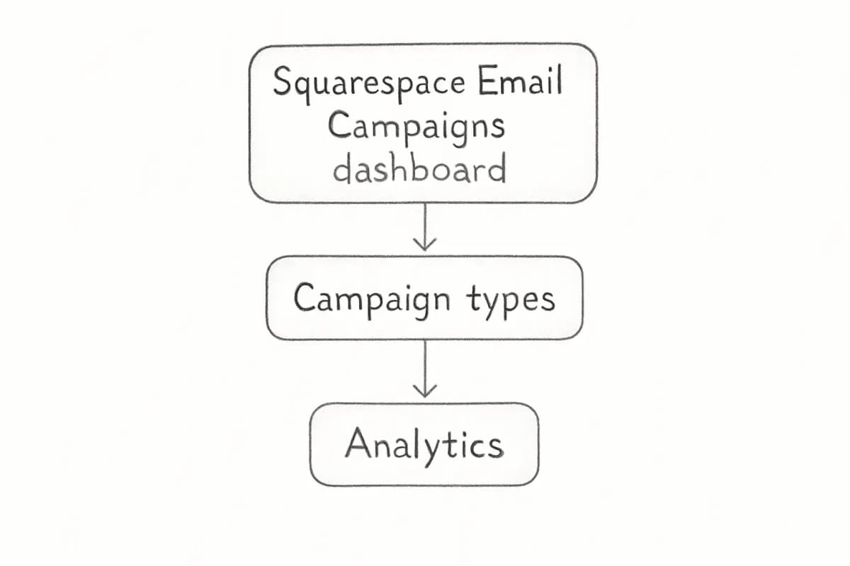 Squarespace Email Campaigns dashboard showing campaign types and analytics