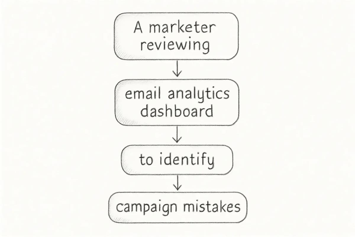 Un marketer examinant un tableau de bord d'analyse email pour identifier les erreurs de campagne
